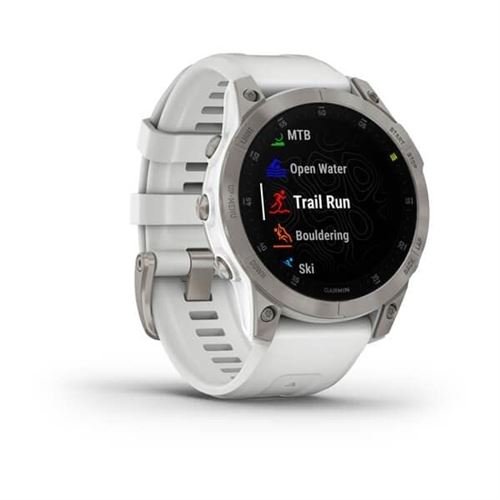 Garmin Epix Gen 2 Sapphire - Titane Blanc - Montre De Sport Avec Bande - Silicone - Taille Du Poignet : 125-208 Mm - Affichage 1.3" - 32 Go - Bluetooth, Wi-Fi, Ant+ - 70 G
