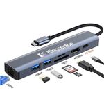 HUB USB C 7 en 1 -KINGCENTON KN71 -Adaptateur USB C avec 1000M Ethernet Gigabit -HDMI 4K -PD100W -USB3.0 -Lecteur de Carte SD-TF