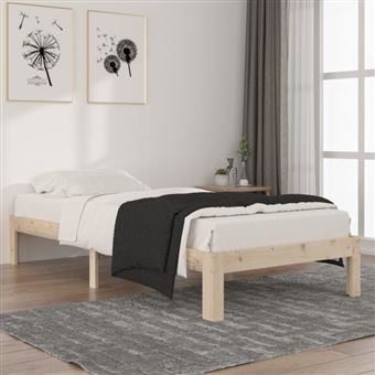 Cadre de lit sans matelas bois de pin massif 90x200 cm - 1