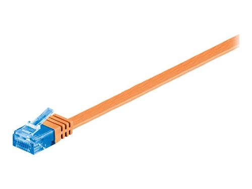 goobay - Cordon de raccordement - RJ-45 (M) pour RJ-45 (M) - 2 m - UTP - CAT 6a - moulé, plat - orange
