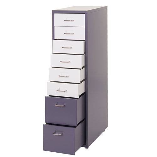 Mendler - Caisson de rangement Boston T851 - 8 Tiroirs - 110x28x41cm - Gris et Blanc - Image 3