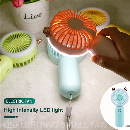 Ventilateur De Poche Rechargeable 3 Vitesses - Pliable 180° Avec Lampe Et Power Bank - Violet