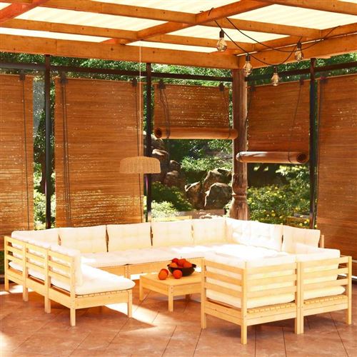 Non Communiqué Bois Salon De Jardin Modulable Vidaxl Massif Beige 4 Pieces 12 Personnes