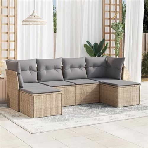 Non Communiqué Beige Vidaxl Salon De Jardin Modulable - Lot De 6 Pièces - Résine Tressée 6 Personnes