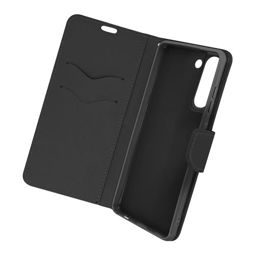 Avizar Housse pour Samsung Galaxy S21 FE effet Cuir Saffiano Portefeuille Noir