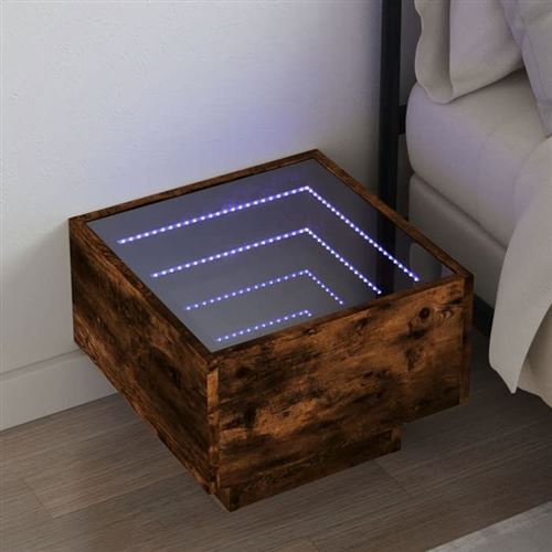 Vidaxl Table De Chevet Led Chêne Fumé - Image 3