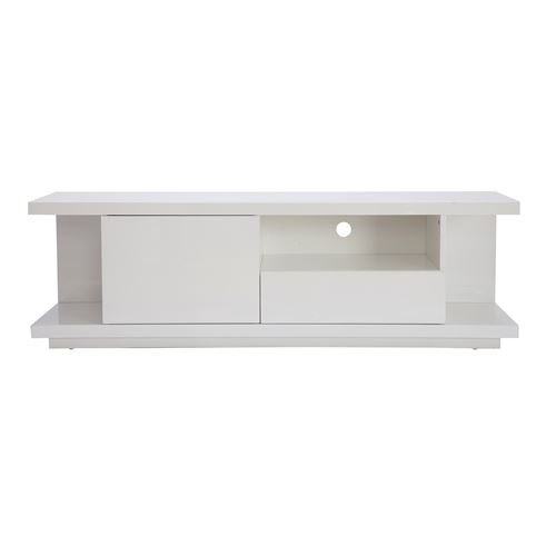 Miliboo Meuble TV design blanc laqué brillant L150 cm KARY