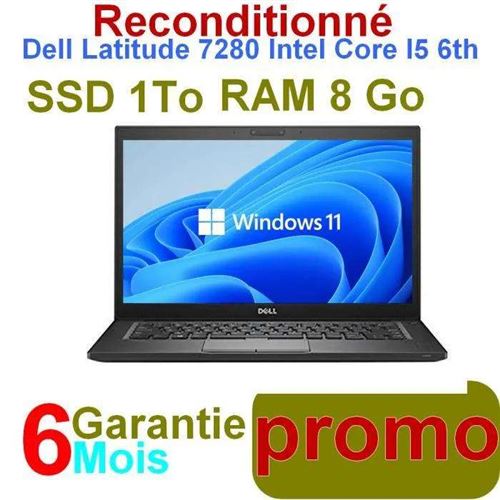 PC Portable Dell Stockage 1To Latitude 7280 12.5 Pouces Ram 8Go