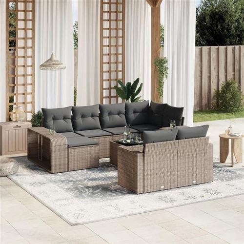 Salon de jardin modulable VIDAXL gris resine tressee 11 pieces 62 x 62 x 69 cm