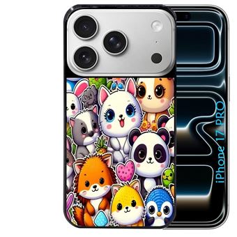 Coque noire Taperso pour Iphone 17 PRO avec motif manga panda et chat - 1