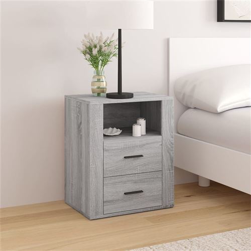 vidaXL Table de Chevet Table de Nuit Armoire de Chevet Armoire de Lit Meuble de Chambre à Coucher Sonoma Gris 50x36x60 cm Bois d'Ingénierie