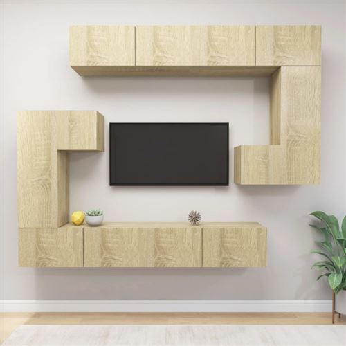 Non Communiqué Brun Ensemble De Meubles Tv 8 Pcs Chêne Sonoma Bois D Ingénierie