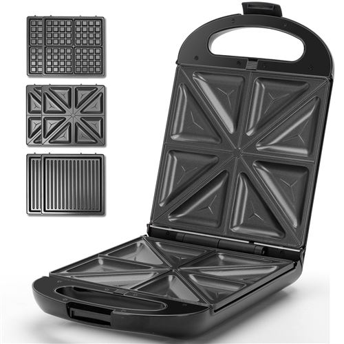  Taylor Swoden Appareil &agrave; sandwich 3-en-1, Gaufrier et Gril 1200W - Grande capacit&eacute; 4 sandwichs - Plaques antiadh&eacute;sives sans BPA - Retournement 180&deg; pour cuisson uniforme et