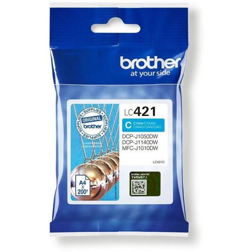 Cartouche d'encre Brother LC421C Cyan pour DCP-J1140DW DCP-J1800DW MFC-J1010DW MFC-J1012DW