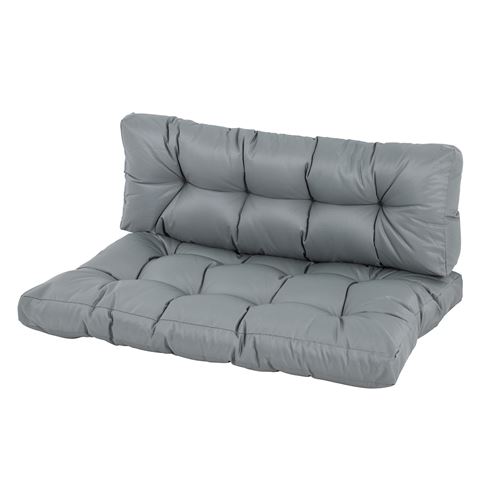 Coussins matelas assise dossier pour banc de jardin balancelle canapé 2 places grand confort dim. 120L x 80l x 12H cm polyester gris