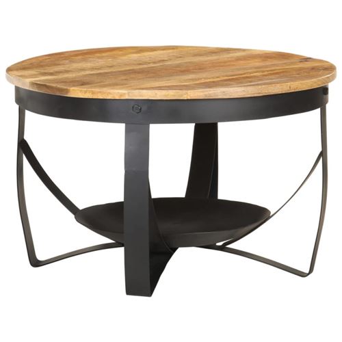 Vidaxl table basse &oslash;68x43 cm bois de manguier brut 320794