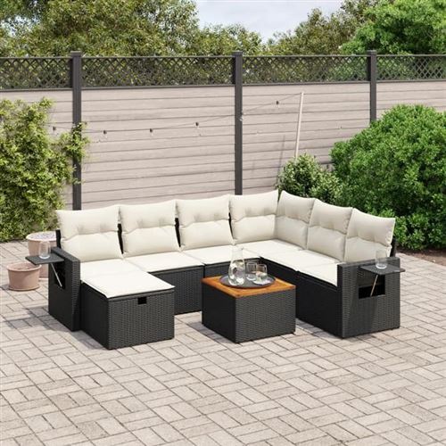 Non Communiqué Noir Vidaxl Salon De Jardin Avec Coussins 8 Pcs, Canapés De Terrasse, Ensemble De Meubles De Patio, Mobilier D'extérieur, 3264962