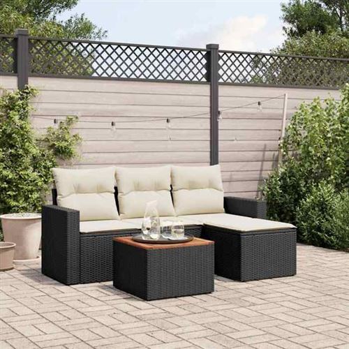 VIDAXL - Salon de jardin - 5 pièces - Noir - Image 2