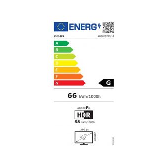 TV OLED Philips Ambilight 48OLED707/12 121 cm 4K UHD Android TV Chrome foncé 2022