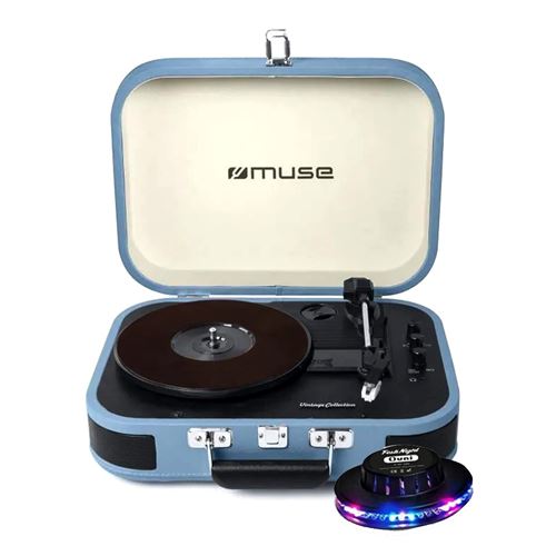 Platine vinyle - Muse - MT-201BTB - St&eacute;r&eacute;o int&eacute;gr&eacute;e - Bluetooth - Lumi&egrave;re OVNI
