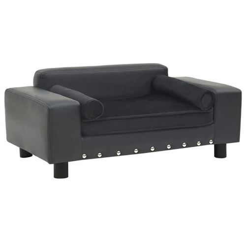 Canapé pour chien Gris foncé 81x43x31 cm Peluche et similicuir Vidaxl