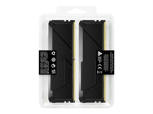 Kingston FURY Beast RGB - DDR4 - kit - 16 Go: 2 x 8 Go - DIMM 288 broches - 2666 MHz - CL16 - 1.2 V - mémoire sans tampon - on-die ECC - noir