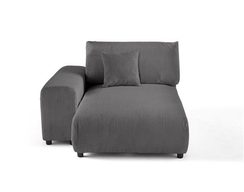 BestMobilier - Méridienne - Garance - Velours Côtelé - Gris - Grand - Image 2