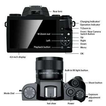 Appareil Photo Numérique 4K Double Caméra 48MP - Zoom 16X Écran 2.8" Avec Carte 32Go