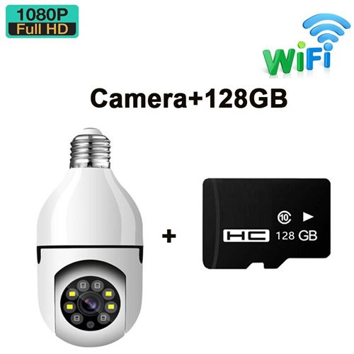 RUMOCOVO Mini caméra de Surveillance ip Wifi sans fil 1080P, Micro-caméra à détection de mouvement, vue panoramique à 360 degrés, Vision nocturne avec 128g carte D14