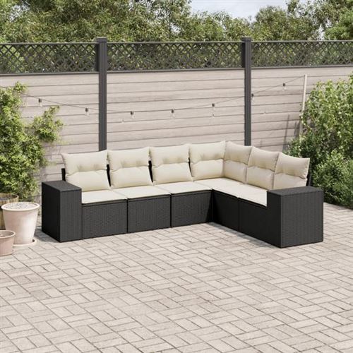 VIDAXL  Salon De Jardin 6 Pcs Avec Coussins Noir R&eacute;sine Tress&eacute;e
