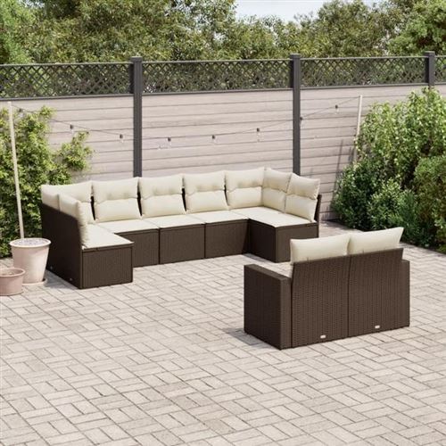 Non Communiqué Marron Salon De Jardin Modulable Vidaxl 9 Personnes Resine Tressee 62 X 62 X 69 Cm 9 Pieces