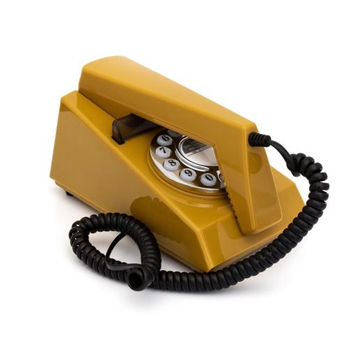 Téléphone fixe rétro moutarde
