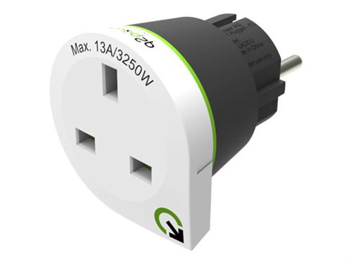 Q2Power United Kingdom to Europe - Adaptateur pour prise d'alimentation - BS 1363 (F) pour CEE 7/4 (M) - 100-250 V - 10 A - noir - Europe