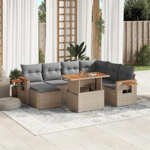 Non Communiqué Beige Salon De Jardin Modulable Vidaxl 8 Pieces Resine Tressee 55.0 X 62 X 69 Cm