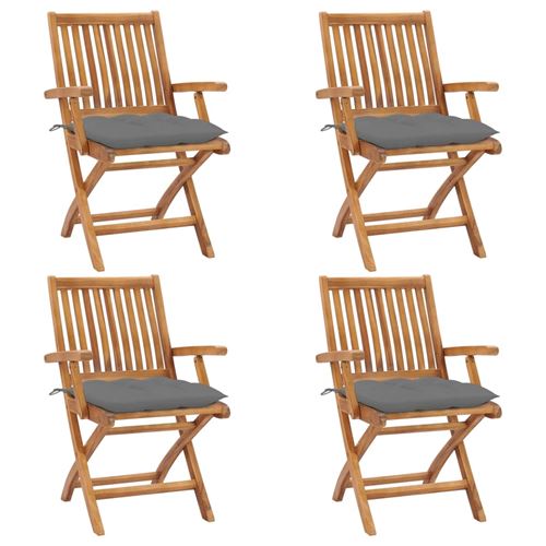 Non Communiqué Vidaxl Chaises Pliables De Jardin Avec Coussins 4 Pcs Teck Solide