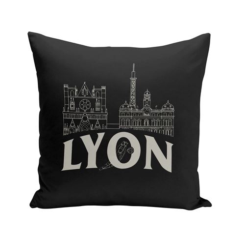 Fabulous Coussin noir Lyon Minimalist [40x40 cm]