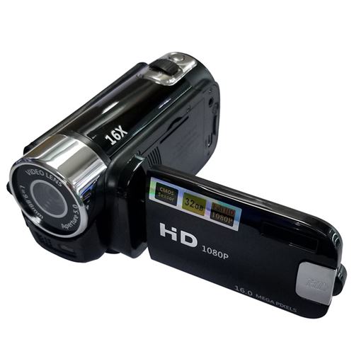 Caméscope Numérique HD 16 Millions Pixels Zoom 16X Stabilisation Image SD 32GB + SD 8Go Noir YONIS