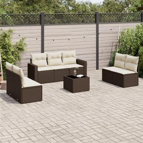 Non Communiqué Marron Vidaxl Salon De Jardin Avec Coussins 8 Pcs, Canapés Avec Pieds Réglables, Ensemble De Meubles D'extérieur Patio Terrasse, 3251180