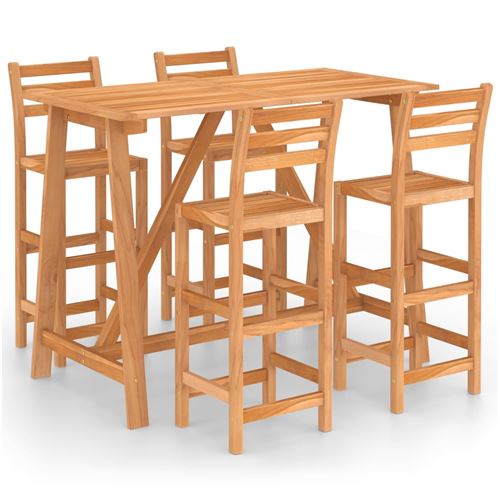 Ensemble de bar d'extérieur 5 pcs en Bois d'acacia massif