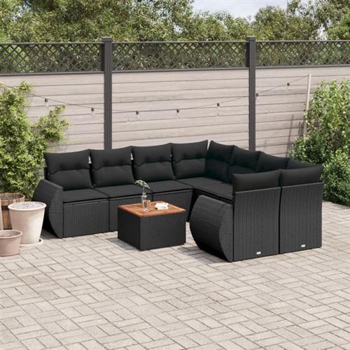 VIDAXL - Salon de jardin modulable - 9 pieces - 8 personnes - Noir - Image 2