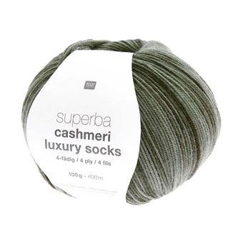 Pelote de Laine à Chaussettes Superba Cashmeri Luxury Socks 4 fils - 100g - Rico Design : Douceur et Luxe pour Vos Pieds(...) - Vert (017 - Olive) - 1