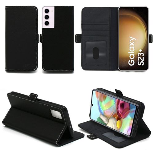 Housse noire pour Samsung Galaxy S23 Plus / S23+ 5G Etui noir de Protection Portefeuille à Rabat avec Porte Cartes XEPTIO