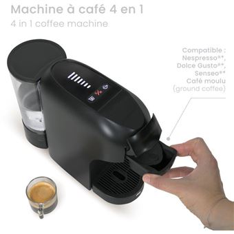 Machine à Café Multi Capsules, 3 En 1 Cafetiere Expresso, 4 à 6 Minutes D' Auto-Chauffage, Petites Capsules, Grandes Capsules, Café Moulu, Cafetiere Portable Pour Bureau, Maison, Voiture (gris