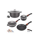 Briebe Batterie De Cuisine Induction 8 Pièces - Casseroles Fonte Aluminium Antiadhésive ILAG GRANITEC