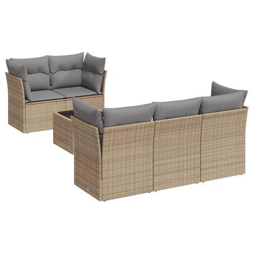 Non Communiqué Beige Salon De Jardin Vidaxl Avec Coussins 6 Pcs Et Gris Tressée