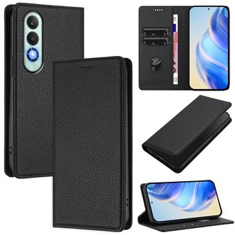 Étui FOXDOCK pour OnePlus Nord CE4 5G fermeture magnétique, étui portefeuille fin en cuir avec protection RFID et emplacements pour cartes, compatible avec OnePlus Nord CE4 5G-Noir - 1