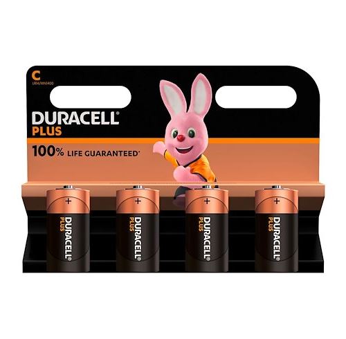 Pack de 4 Piles alcalines Duracell Plus type LR14 C