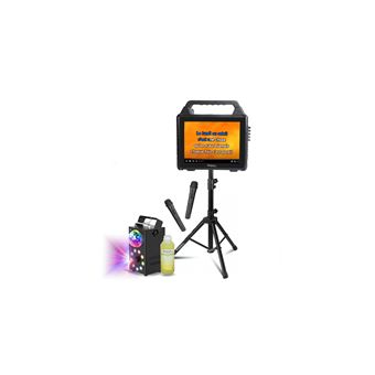 Pack Karaoké Enceinte Ecran 2-en-1 Portable 2 Micros VHF Ibiza KARAVISION - Machine Fumée LED FOGGY-ASTRO - Pied Support - Soirée DJ - 1
