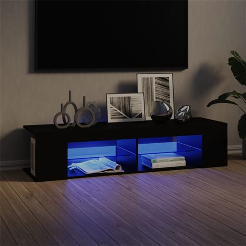 vidaXL Meuble TV avec lumières LED Noir 135x39x30 cm