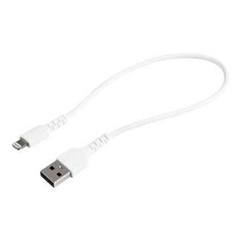 StarTech.com Câble USB-A vers Lightning Blanc Robuste 30cm - Câble de Charge/Synchronisation de Type A vers Lightning en Fibre Aramide -  iPad/iPhone 12 - Certifié Apple MFi (RUSBLTMM30CMW) - Câble Lightning - USB mâle pour Lightning mâle - 30 cm - - 1